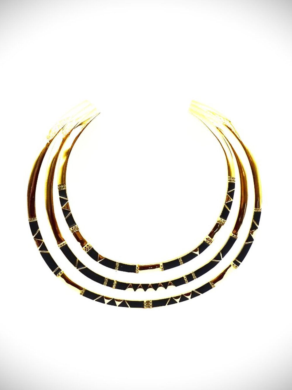 HOUSE of HARLOW Gold Plated & Black Enamel Geometric Pattern Collar Necklace - Picture 4 of 9